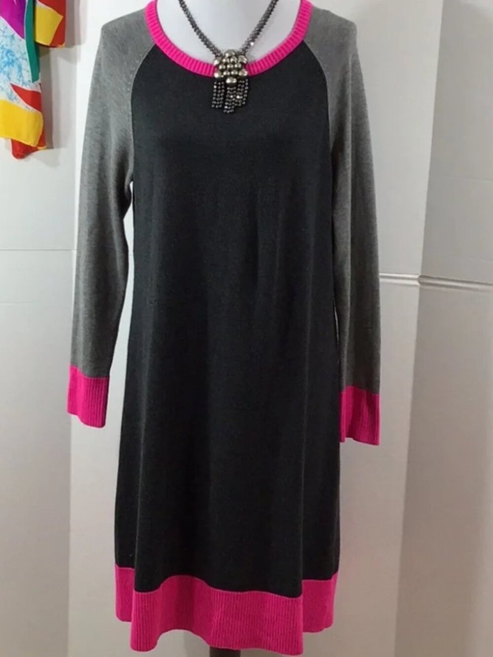 Eliza J colorblock sweater dress L